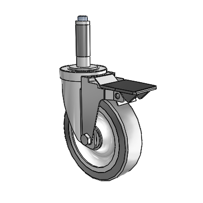 S30 Series Expanding Adapter Stainless Steel Swivel Caster with 5 x 1.25 Advantage TPR (Flat) Wheel and PosiLoc Brake