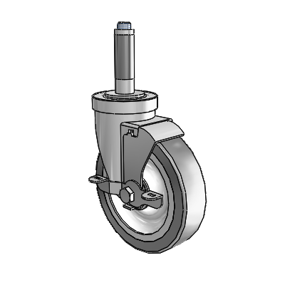 S30 Series Expanding Adapter Stainless Steel Swivel Caster with 5 x 1.25 Advantage TPR (Flat) Wheel and VertiLoc Brake