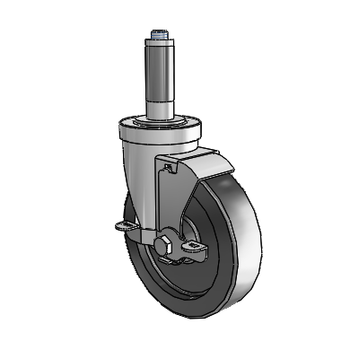 S30 Series Expanding Adapter Stainless Steel Swivel Caster with 5 x 1.25 Polyolefin Wheel and VertiLoc Brake