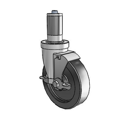 S30 Series Expanding Adapter Stainless Steel Swivel Caster with 5 x 1.25 Polyolefin Wheel and VertiLoc Brake