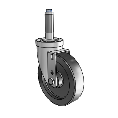 Roulette pivotante en acier inoxydable avec adaptateur extensible de la série S30, équipée d'une roue en polyoléfine de 5 x 1,25