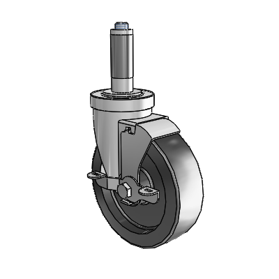 S30 Series Expanding Adapter Stainless Steel Swivel Caster with 5 x 1.5 Hi-Temp Resin Wheel and VertiLoc Brake