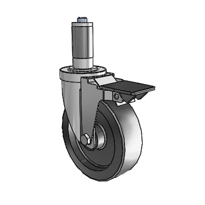 S30 Series Expanding Adapter Stainless Steel Swivel Caster with 5 x 1.5 Hi-Temp Resin Wheel and PosiLoc Brake