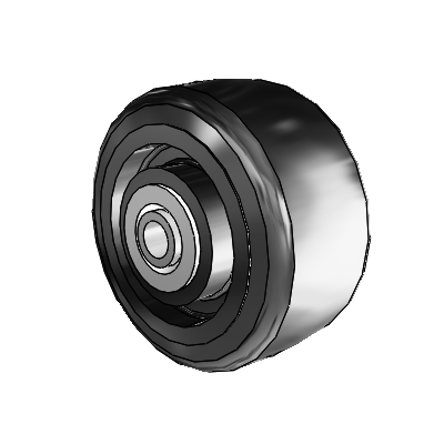 Trans-forma LT Flat Black Tread Thermoplastic Elastomer Polyolefin 4 x 2 Wheel with Delrin Bearing