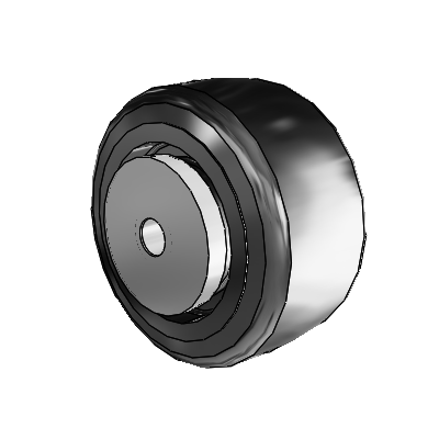 Trans-forma LT Flat Black Tread Thermoplastic Elastomer Polyolefin 4 x 2 Wheel with Roller Bearing
