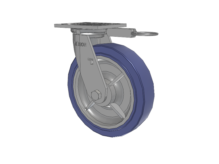 16 Series Top Plate Swivel Caster with 8 x 2 Blue HF - HydroTech (Flat) Wheel