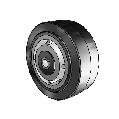 Performa Rubber Flat Black Tread Polyolefin 5 x 2 Wheel with Roller Bearing