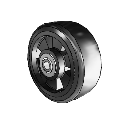 Trans-forma LT Flat Black Tread Thermoplastic Elastomer Polyolefin 5 x 2 Wheel with Delrin Bearing
