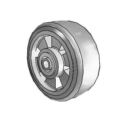 Trans-forma Flat Grey Tread Thermoplastic Elastomer Polyolefin 5 x 2 Wheel with Delrin Bearing