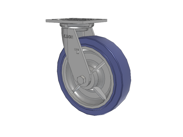16 Series Top Plate Swivel Caster with 8 x 2 Blue HF - HydroTech (Flat) Wheel