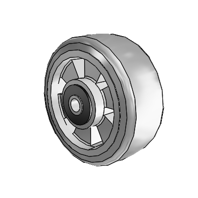 Trans-forma HD Flat Grey Tread Thermoplastic Elastomer Polyolefin 5 x 2 Wheel with Roller Bearing