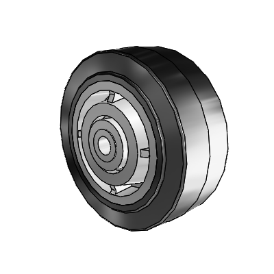Performa Rubber Flat Black Tread Polyolefin 5 x 2 Wheel with Precision Sealed Ball Bearing