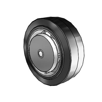 Performa Rubber Flat Black Tread Polyolefin 6 x 2 Wheel with Roller Bearing