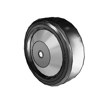 Trans-forma LT Flat Black Tread Thermoplastic Elastomer Polyolefin 6 x 2 Wheel with Pedestal Precision Ball Bearing