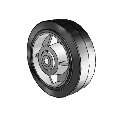 Performa Rubber Flat Black Tread Polyolefin 6 x 2 Wheel with Precision Sealed Ball Bearing