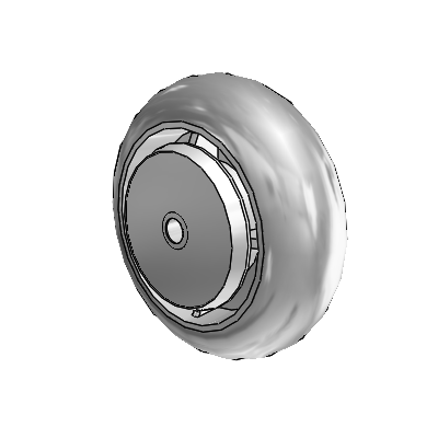 Performa Rubber Round Gray Tread Polyolefin 6 x 2 Wheel with Delrin Bearing