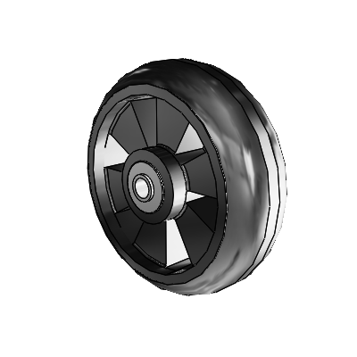 Trans-forma LT Round Black Tread Thermoplastic Elastomer Polyolefin 6 x 2 Wheel with Pedestal Precision Ball Bearing