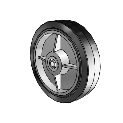 Performa Rubber Flat Black Tread Polyolefin 8 x 2 Wheel with Delrin Bearing