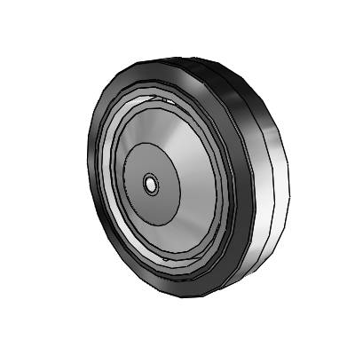 Performa Rubber Flat Black Tread Polyolefin 8 x 2 Wheel with Roller Bearing