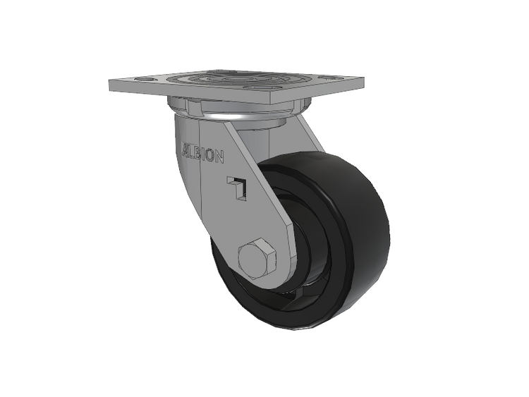 16 Series Top Plate Swivel Caster with 4 x 2 Black Nylon HT - Glass-Filled Nylon (High Heat) Wheel