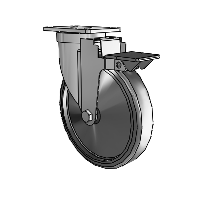 30 Series Top Plate Zinc Swivel Caster with 6 x 1.25 Cushion Rubber (Conductive) Wheel and PosiLoc Brake