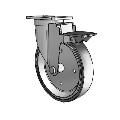 30 Series Top Plate Zinc Swivel Caster with 6 x 1.25 Welded Disc Rubber (Black) Wheel and PosiLoc Brake