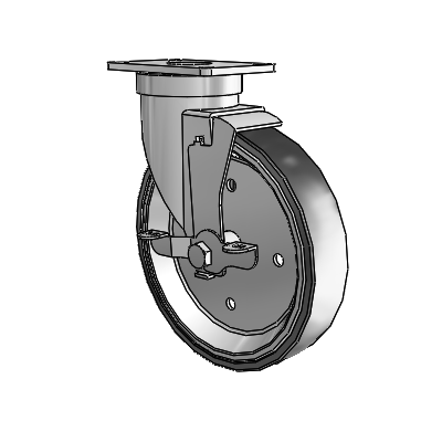 30 Series Top Plate Zinc Swivel Caster with 6 x 1.25 Welded Disc Rubber (Black) Wheel and VertiLoc Brake