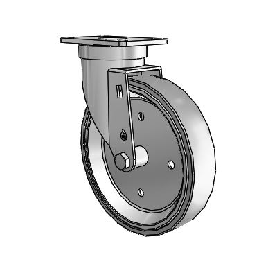 30 Series Top Plate Zinc Swivel Caster with 6 x 1.25 Welded Disc Rubber (Grey) Wheel