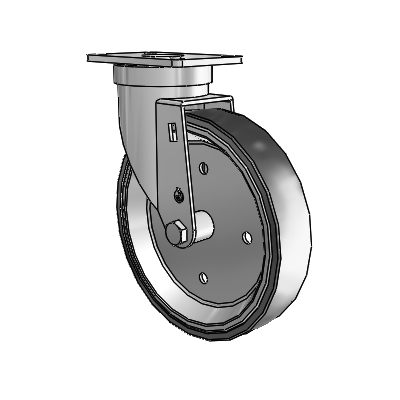 30 Series Top Plate Zinc Swivel Caster with 6 x 1.25 Welded Disc Polyurethane Wheel