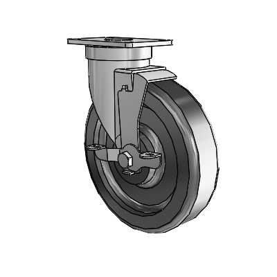 30 Series Top Plate Zinc Swivel Caster with 6 x 1.5 Phenolic Wheel and VertiLoc Brake
