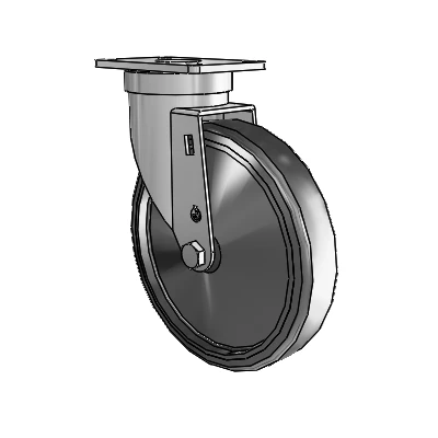 30 Series Top Plate Zinc Swivel Caster with 6 x 1.25 Hard Rubber Wheel