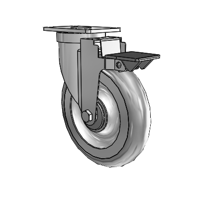 30 Series Top Plate Zinc Swivel Caster with 6 x 1.25 PolyLock (Grey) Wheel and PosiLoc Brake
