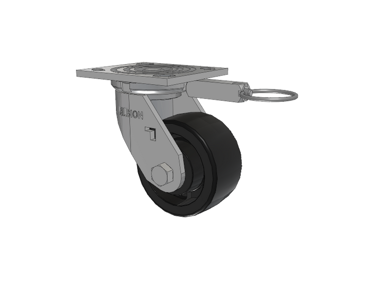 16 Series Top Plate Swivel Caster with 4 x 2 Black Nylon HT - Glass-Filled Nylon (High Heat) Wheel