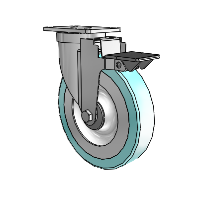 30 Series Top Plate Zinc Swivel Caster with 6 x 1.25 Advantage Health Wheel and PosiLoc Brake