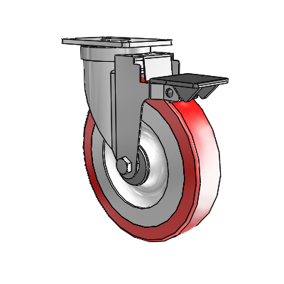 30 Series Top Plate Zinc Swivel Caster with 6 x 1.25 Advantage Heat (Flat) Wheel and PosiLoc Brake