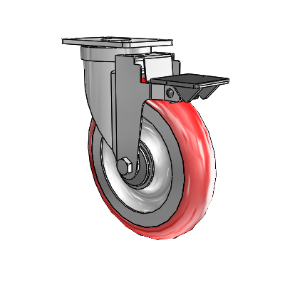 30 Series Top Plate Zinc Swivel Caster with 6 x 1.25 Advantage Heat (Round) Wheel and PosiLoc Brake