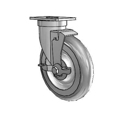 30 Series Top Plate Zinc Swivel Caster with 6 x 1.25 PolyLock (Grey) Wheel and VertiLoc Brake
