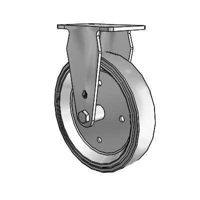 30 Series Top Plate Zinc Rigid Caster with 6 x 1.25 Welded Disc Rubber (Grey) Wheel