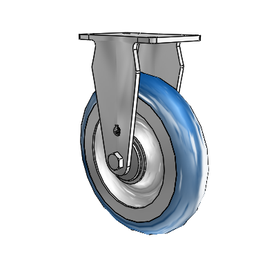 30 Series Top Plate Zinc Rigid Caster with 6 x 1.25 PolyLoc (Blue) Wheel