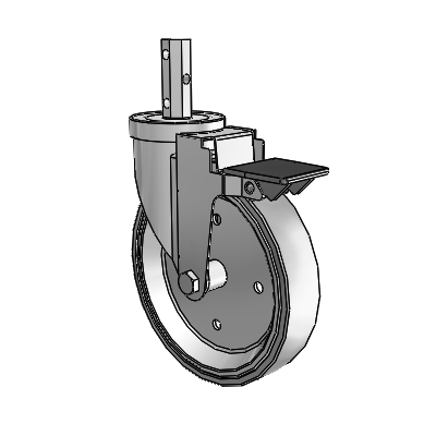 30 Series Octagon Stem Zinc Swivel Caster with 6 x 1.25 Welded Disc Rubber (Grey) Wheel and PosiLoc Brake