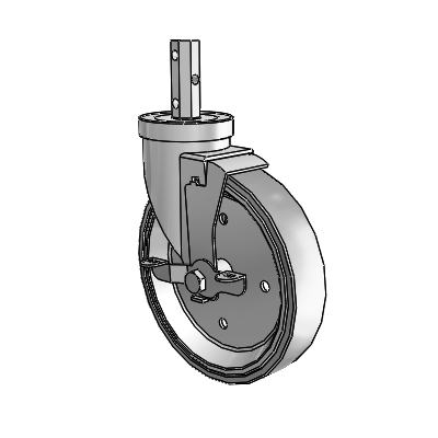 30 Series Octagon Stem Zinc Swivel Caster with 6 x 1.25 Welded Disc Rubber (Grey) Wheel and VertiLoc Brake