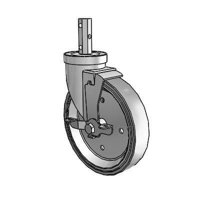 30 Series Octagon Stem Zinc Swivel Caster with 6 x 1.25 Welded Disc Rubber (Grey) Wheel and VertiLoc Brake