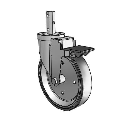 30 Series Octagon Stem Zinc Swivel Caster with 6 x 1.25 Welded Disc Polyurethane Wheel and PosiLoc Brake