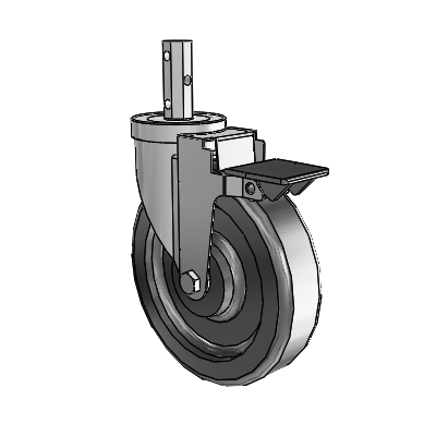 30 Series Octagon Stem Zinc Swivel Caster with 6 x 1.5 Phenolic Wheel and PosiLoc Brake