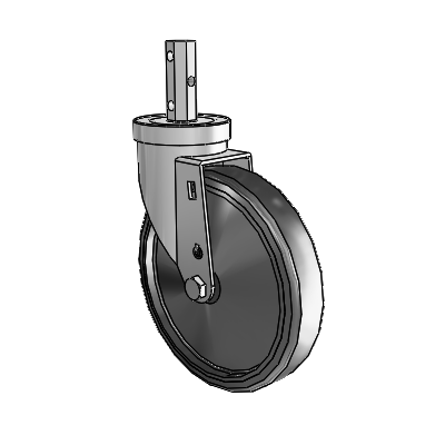 30 Series Octagon Stem Zinc Swivel Caster with 6 x 1.25 Hard Rubber Wheel