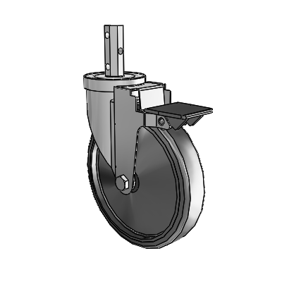 30 Series Octagon Stem Zinc Swivel Caster with 6 x 1.25 Hard Rubber Wheel and PosiLoc Brake
