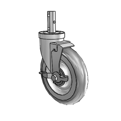 30 Series Octagon Stem Zinc Swivel Caster with 6 x 1.25 Advantage TPR (Round) Wheel and VertiLoc Brake
