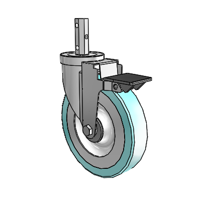 30 Series Octagon Stem Zinc Swivel Caster with 6 x 1.25 Advantage Health Wheel and PosiLoc Brake