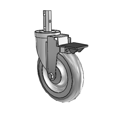 30 Series Octagon Stem Zinc Swivel Caster with 6 x 1.25 Advantage TPR (Round) Wheel and PosiLoc Brake