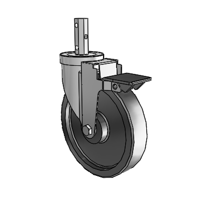 30 Series Octagon Stem Zinc Swivel Caster with 6 x 1.5 Polyolefin Wheel and PosiLoc Brake